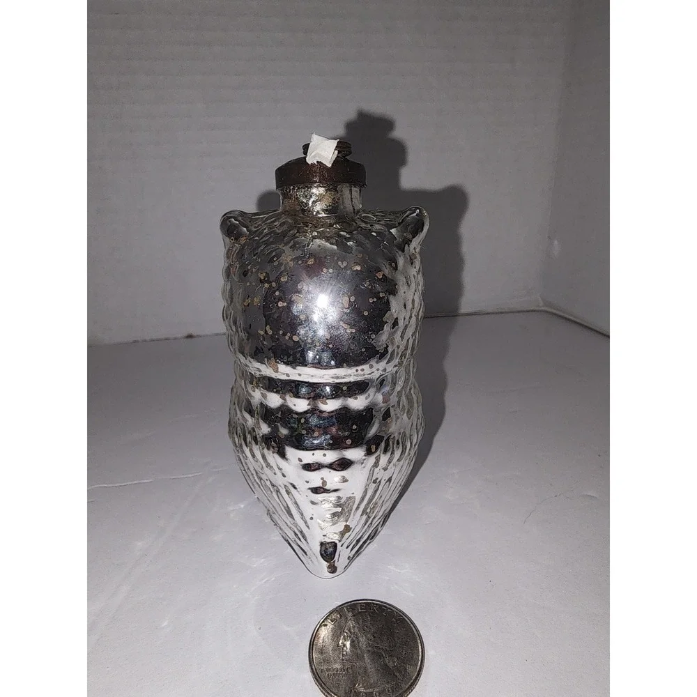 Owl Reproduction Mercury Glass Owl‎ Christmas Tree Ornament